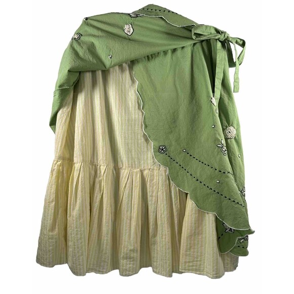 ISO Anthropologie Odille Green Italia Embroidered Faux Wrap Apron Skirt 2005 - Picture 4 of 16